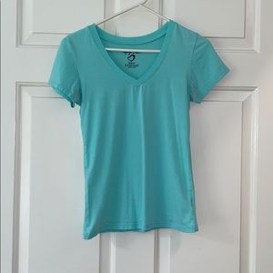 mint green v-neck top